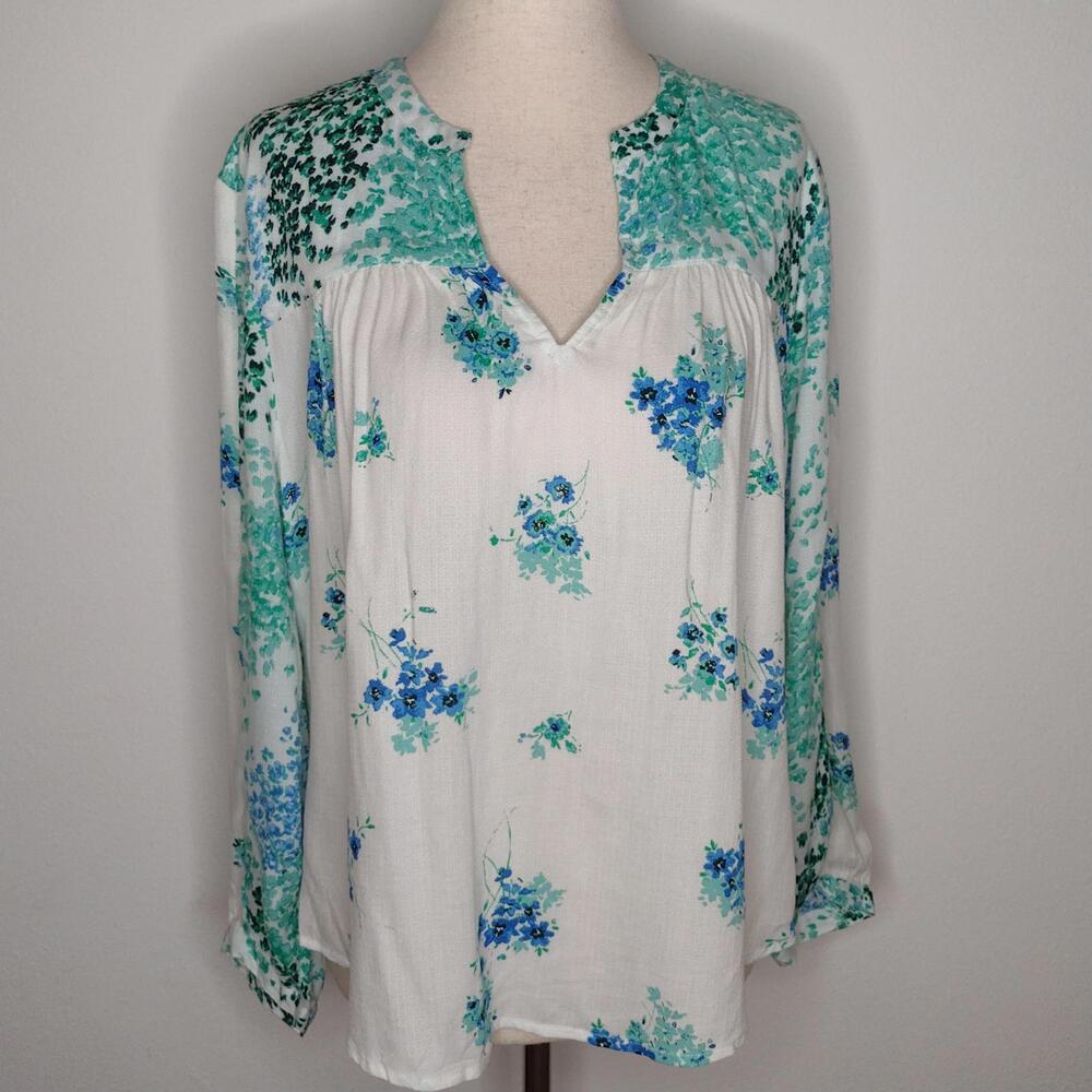 NWT Lucky Brand Women's White Floral Blouse Size Medium